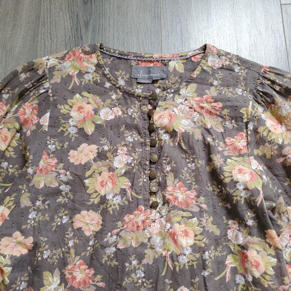 Anthropologie Top XS Cottage Peasant Prairie Romantic Feminine Boho Popover LS - Picture 2 of 11